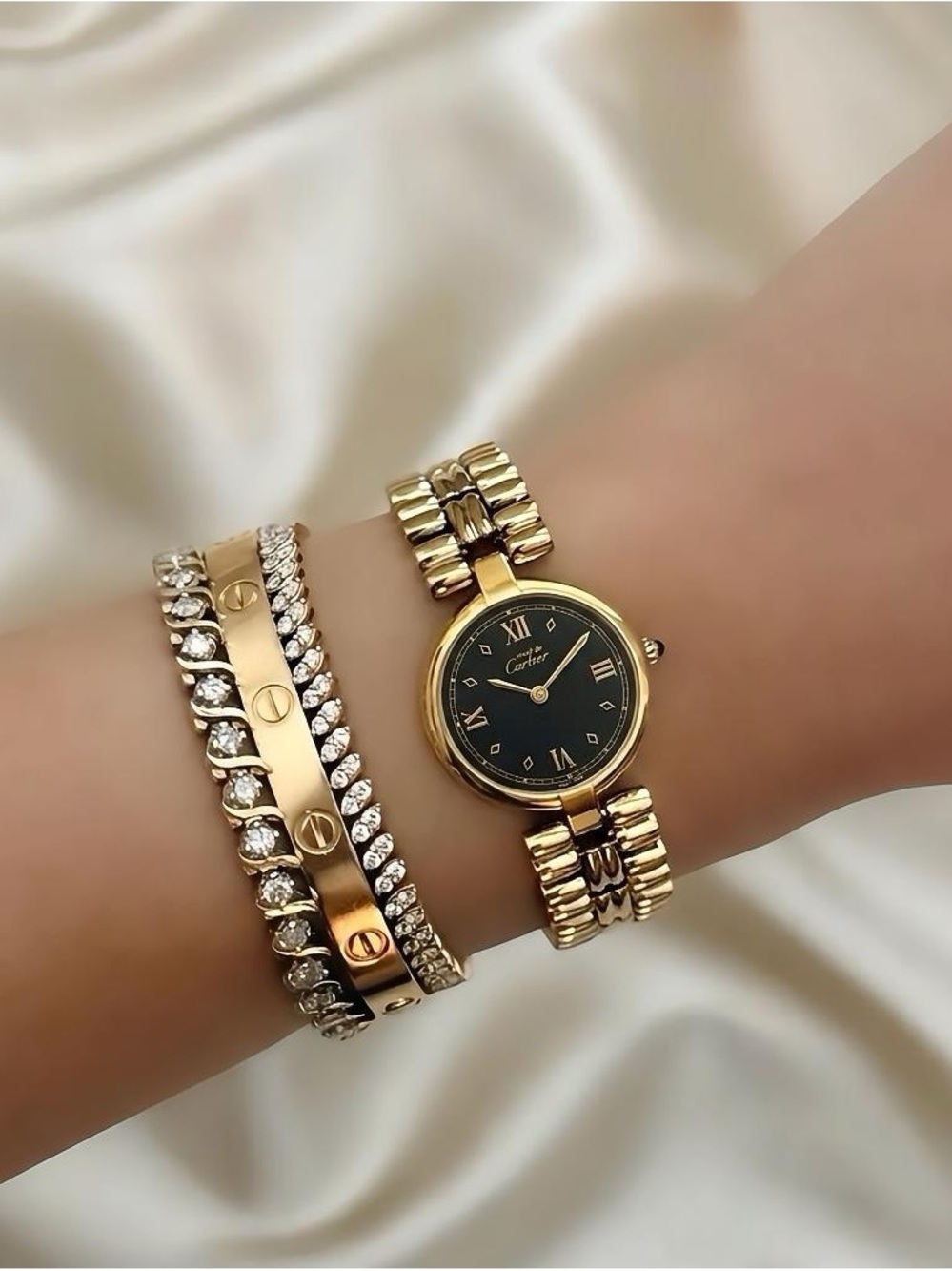 AUTHENTIC VINTAGE CARTIER GOLD WATCH - WITH BOX